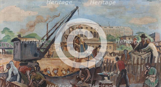 Work: Sketch for the courtyard of the boys' school on Avenue Simon-Bolivar, 19th arrondisse..., 1933 Creator: Jean Marchand.