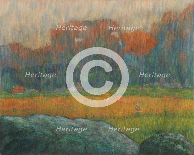 Landscape with Figure and Houses, c. 1891. Creator: Claude-Emile Schuffenecker (French, 1851-1934).