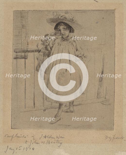 Young Girl with Large Hat, 1893. Creator: Julian Alden Weir.