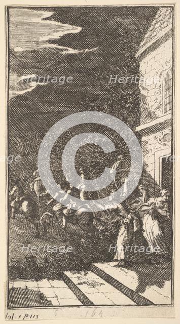 The New Metamorphosis, Plate 3: The Bandits Abduct Camilla, 1724. Creator: William Hogarth.