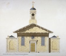 West elevation of the Church of St Paul, Covent Garden, London, c1830. Artist: Anon
