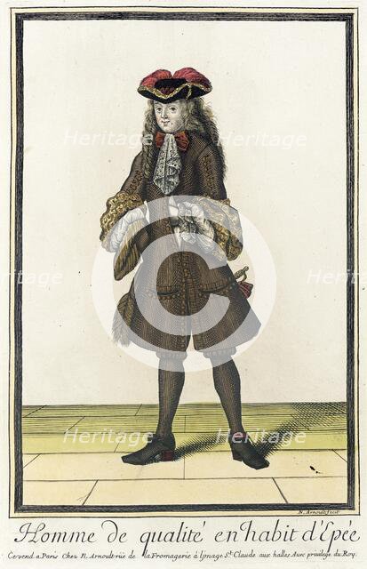 Recueil des modes de la cour de France, 'Homme de Qualité en Habit..., between c1678 and c1681. Creator: Nicolas Arnoult.
