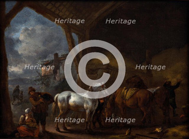 Stable Interior with Horses, 1650-1655. Creator: Philip Wouverman.