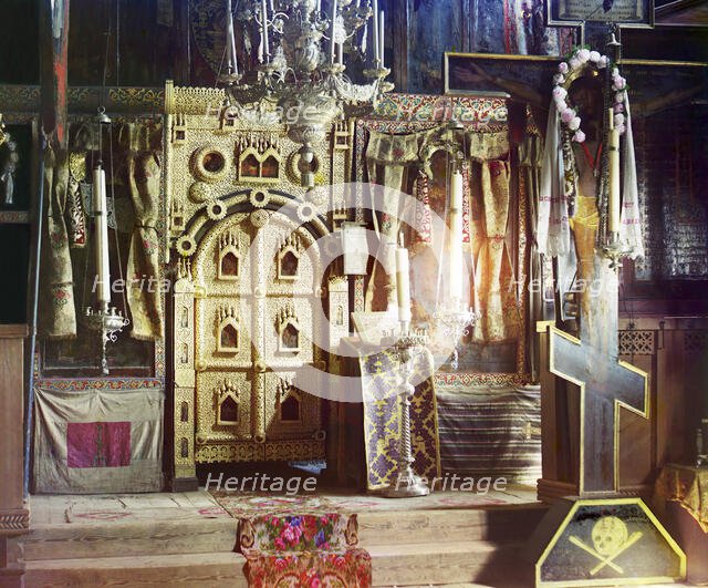 Iconostasis in the Church of Saint John the Theologian, Rostov Velikii, 1911. Creator: Sergey Mikhaylovich Prokudin-Gorsky.