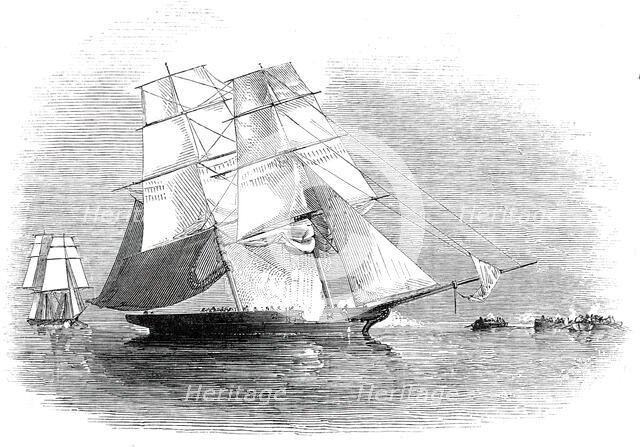 Capture of a pirate slaver on the western coast of Africa, 1845. Creator: Unknown.