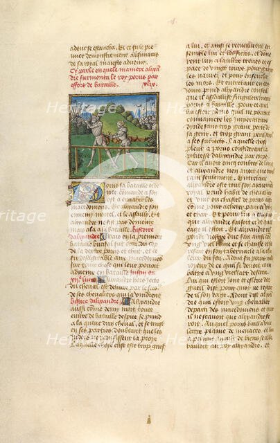 Alexander the Great and King Porus in Battle; Miroir Historial, about 1475. Creator: Unknown.