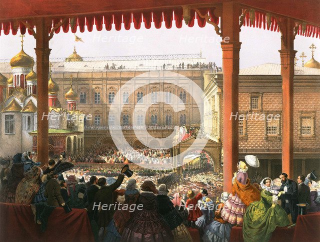 'Bow to the People', Coronation of Tsar Alexander II of Russia, Moscow, 1855 (1856). Artist: Anon