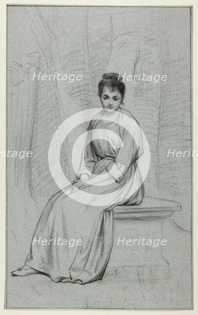 Woman Resting on Stone Bench, n.d. Creator: Henry Stacy Marks.