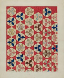 Patchwork Quilt - "Evening Star", c. 1936. Creator: Lon Cronk.