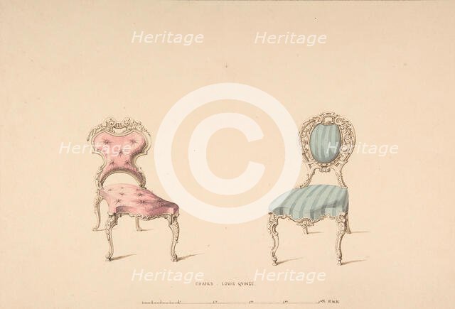 Design for Chairs, Louis Quinze Style, 1835-1900. Creator: Robert William Hume.