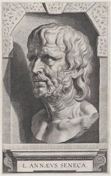 The bust of Seneca, in a stonework niche, ca. 1615. Creator: Cornelis Galle I.