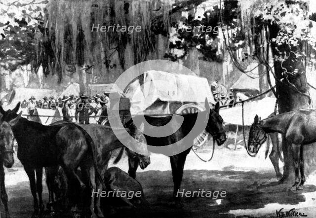 The Spanish-American War:...United States Mobilisation at Tampa: picket line and wagon train, 1898. Creator: Unknown.