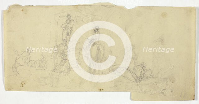 Group of Peasants with Man on Horse, n.d. Creator: William Henry Pyne.