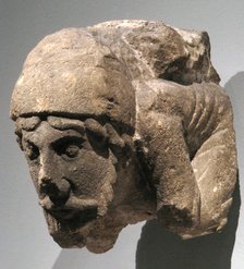 Corbel with Crouching Male Figure, Central or Western French, ca. 1150-75. Creator: Unknown.