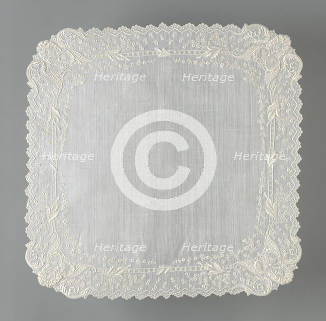 Handkerchief, France, 19th century. Creator: Unknown.