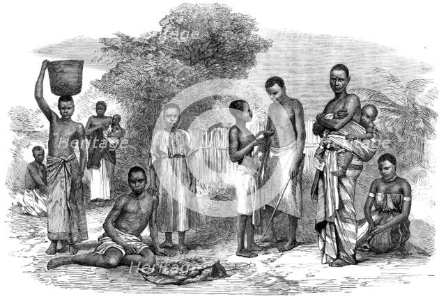 Men and women of the Manganja and Ajawa tribes, from the Zambesi Country, in Africa, 1864. Creator: Unknown.