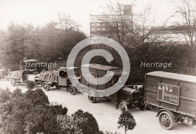 Convoy of various Rowntree lorries and vans, York, Yorkshire, 1920. Artist: Unknown
