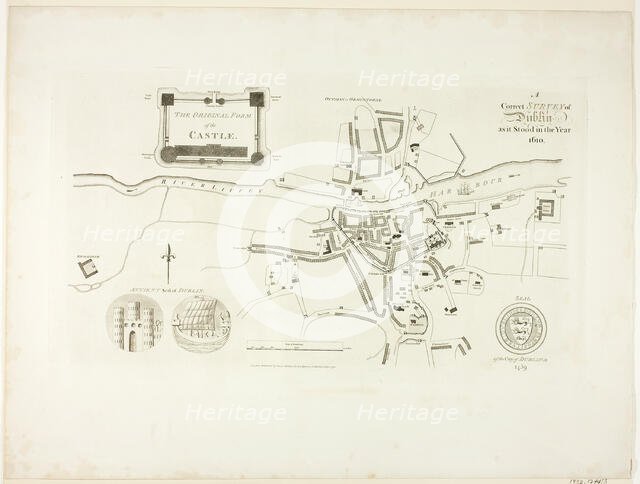 Correct Survey of Dublin, As It Stood in the Year 1610, published July 1792. Creator: James Malton.