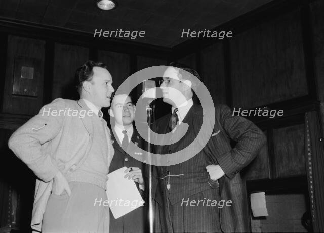 Portrait of Will Bradley, Mart Garvey, and William P. Gottlieb, NBC/WRC show, Washington, c1940. Creator: Delia Potofsky Gottlieb.