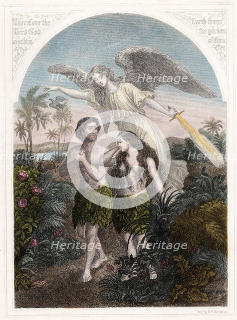 Expulsion of Adam and Eve from the Garden of Eden, c1860. Artist: Unknown