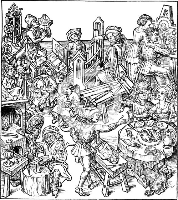 Mercury and His Children. Illustration from the Housebook, 1480s. Artist: Master of the Housebook (between 1470 and 1505)
