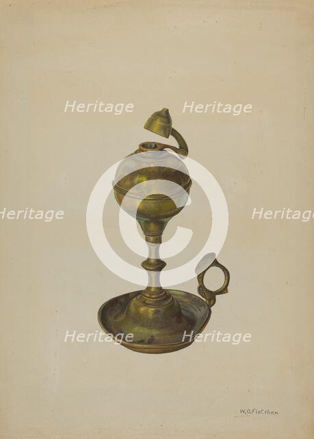 Brass Lamp, c. 1939. Creator: William O. Fletcher.