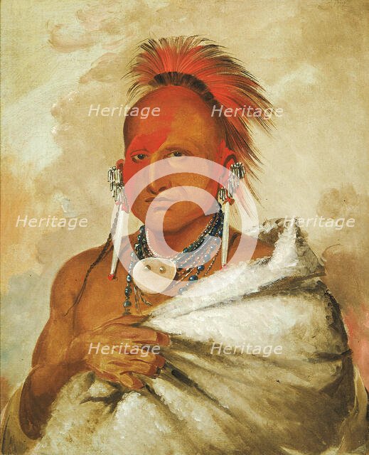 O-rón-gás-see, Bear-catcher, a Celebrated Warrior, 1832. Creator: George Catlin.