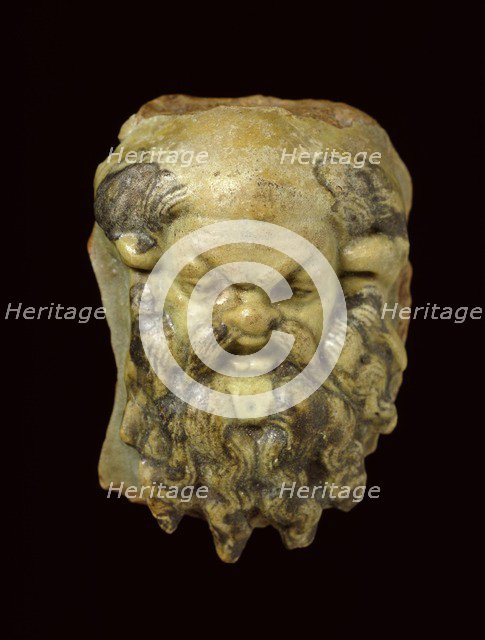 Silenus head of glazed faience, Ptolemaic Period (Egypt), (c322 BC-AD 395). Artist: Unknown.