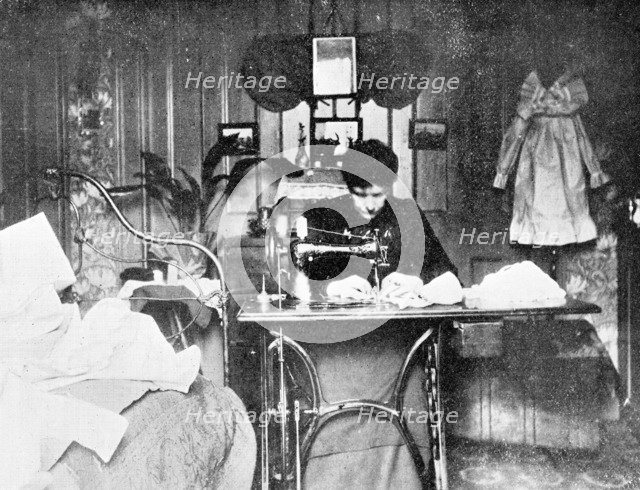 Making children's overalls and pinafores, 1906. Artist: Unknown