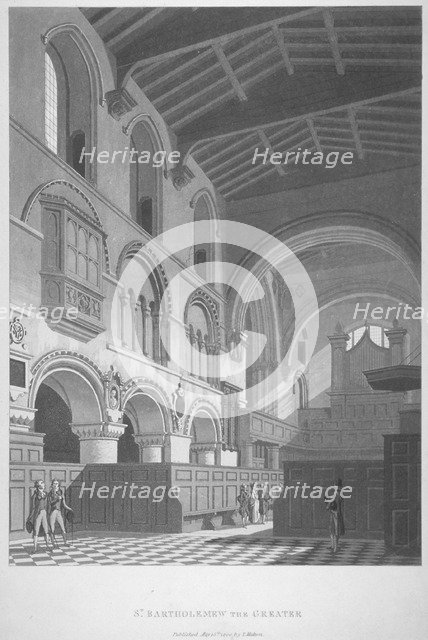 Interior view of the Church of St Bartholomew-the-Great, Smithfield, City of London, 1800. Artist: Anon