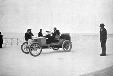 Hubert le Blon, in his Gardner-Serpollet steam car, Nice, 1903. Artist: Unknown
