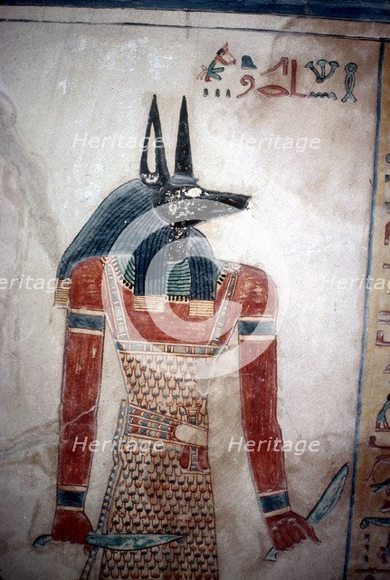 Wallpainting of Anubis (jackal-headed god), Valley of the Queens, Luxor, Egypt, c12th century BC. Artist: Unknown