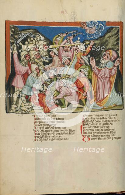 The Defeat of the Amorites; Weltchronik, about 1400-1410. Creator: Unknown.