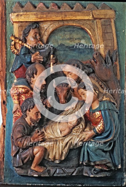Adoration of the Shepherds. Detail of the predella of an altarpiece.