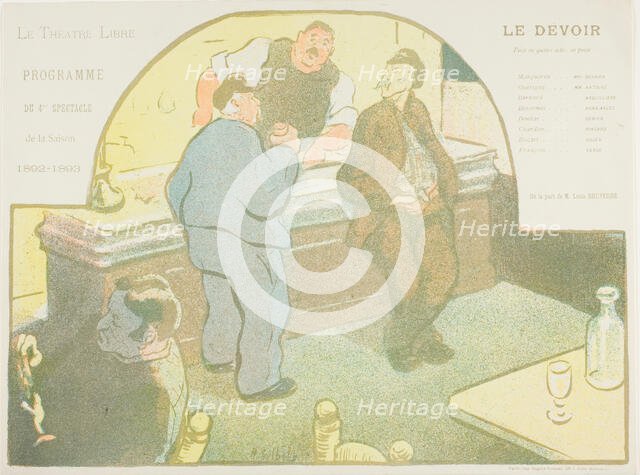 Fourth Performance: Le Devoir, for Le Théatre Libre, 1892–93. Creator: Henri-Gabriel Ibels.