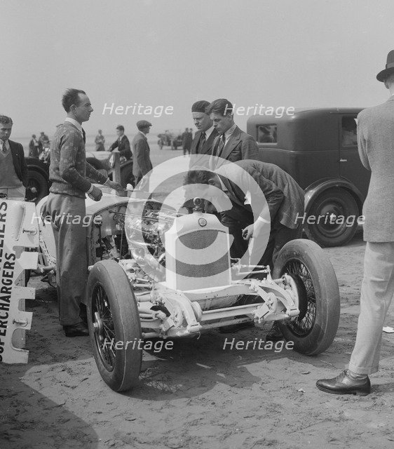 Raymond Mays' Vauxhall-Villiers at a sand racing event, c1930s. Artist: Bill Brunell.
