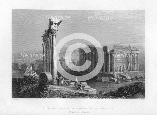 'Ruins of Balbec, a Store-City of Solomon', 1841.  Creator: Robert Sands.