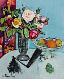 Still Life - Roses and a Black Fan, c1920s. Creator: George Leslie Hunter.