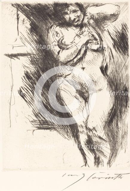 Akt mit hochgehobenem Hemd (Woman Undressing), 1921. Creator: Lovis Corinth.