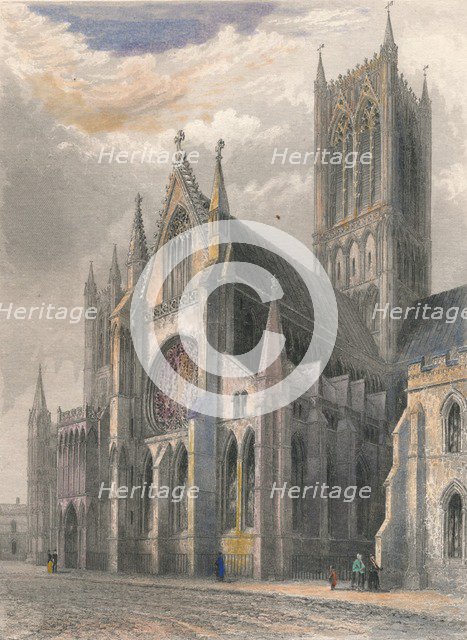 'Lincoln Cathedral - View of South Transept & Central Tower', 1836. Artist: Benjamin Winkles.