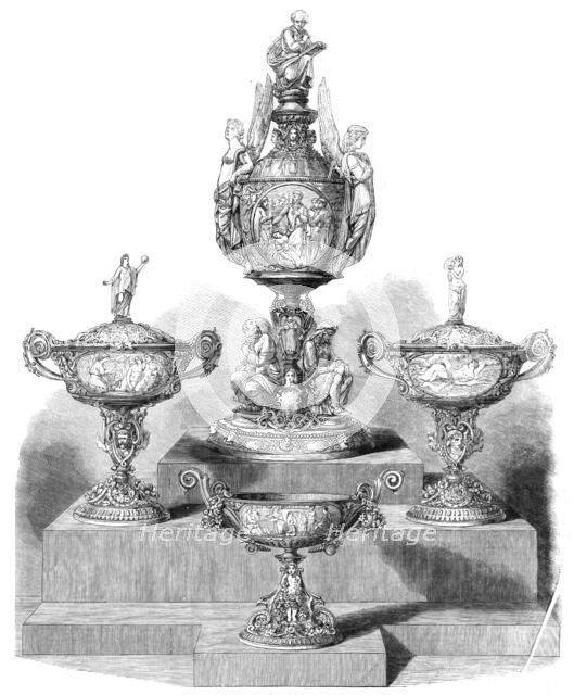 The International Exhibition: "The Poetry of Great Britain", a group of silver designed..., 1862. Creator: Unknown.