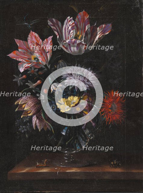 A Glass Vase with Flowers, c1650. Creator: Marrel, Jacob (1614-1681).