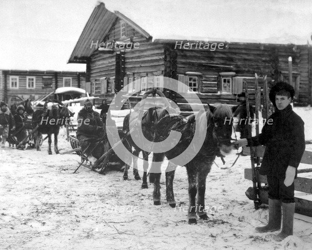 American infantry near Arkhangel, Russia, December 1918..  Artist: Anon