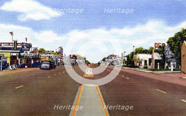 Highway US 66 through Tucumcari, New Mexico, USA, 1952. Artist: Unknown