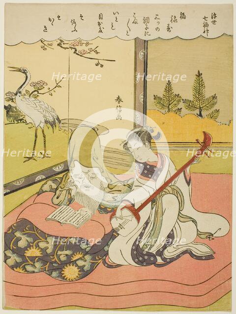 Fukurokuju, from the series "The Seven Gods of Good Luck in the Floating World...", c. 1769. Creator: Suzuki Harunobu.