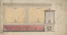 Design for Wall including Chimney and Red Banquette, 19th century. Creator: Anon.