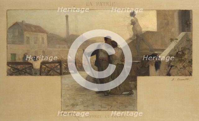 Esquisse pour la salle des mariages de la mairie d'Arcueil-Cachan : La Patrie - la défense..., 1888. Creator: Alfred Henri Bramtot.