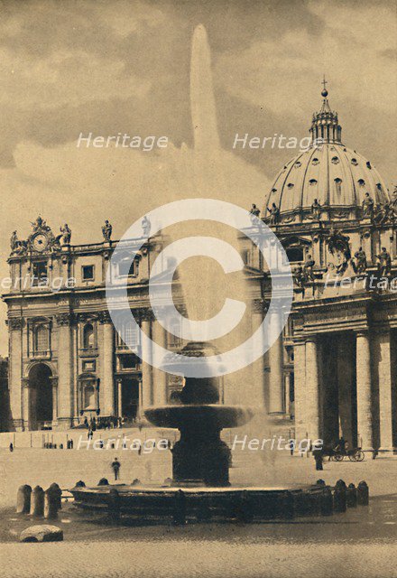 'Roma - St. Peter's Square. Fountain and facade by Carlo Maderno. Cupola by Michelangelo', 1910. Artist: Unknown.