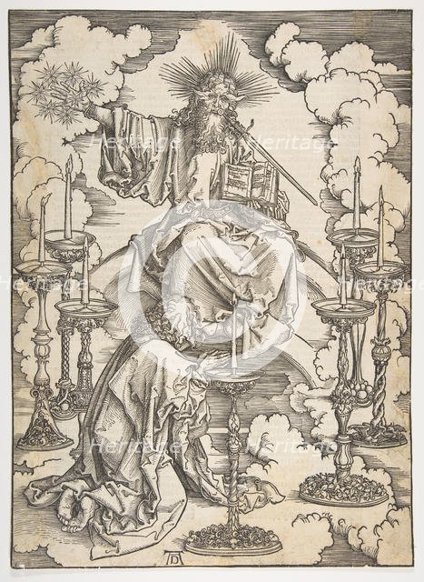 The Vision of the Seven Candlesticks, from The Apocalypse, German Edition 1498, ca. 1498. Creator: Albrecht Durer.