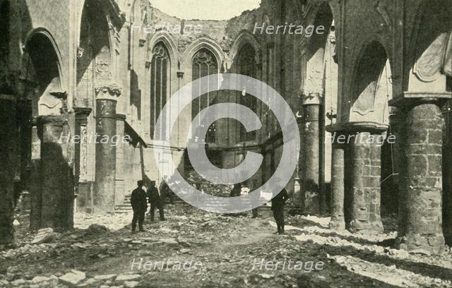 Ruined church at Visé in Belgium, 1914-1918, (c1920). Creator: Underwood & Underwood.